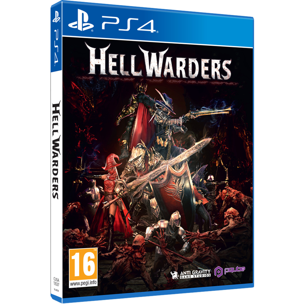 Copertina del gioco Hell Warders, con personaggi in battaglia con spade.
