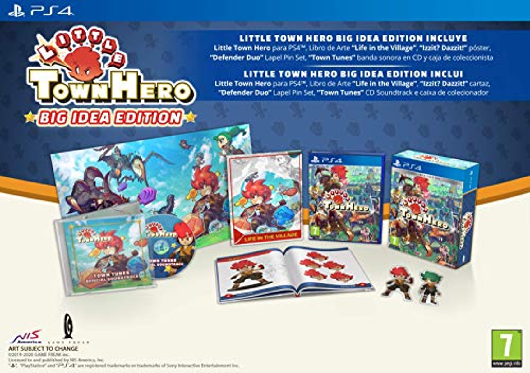 Gameset inclusief een gamebox, cd, boek, beeldjes. De game is Little Town Hero Big Idea Edition.