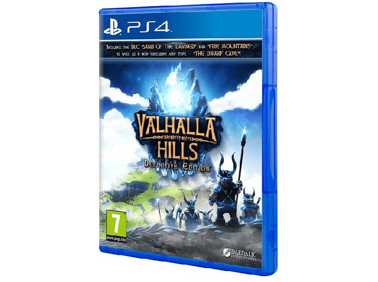 Custodia gioco PS4. Valhalla Hills: Definitive Edition. Personaggi vichinghi in un paesaggio montuoso innevato.