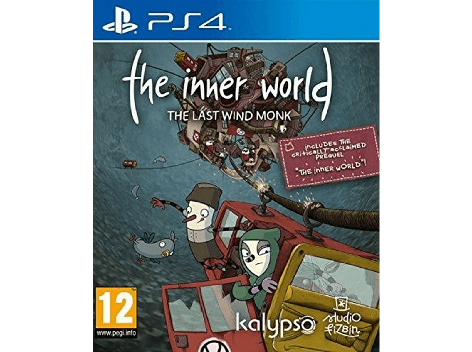 Illustrazione della copertina del gioco. Una scena a cartoni animati con personaggi di fronte a un veicolo, con uno sfondo scuro.