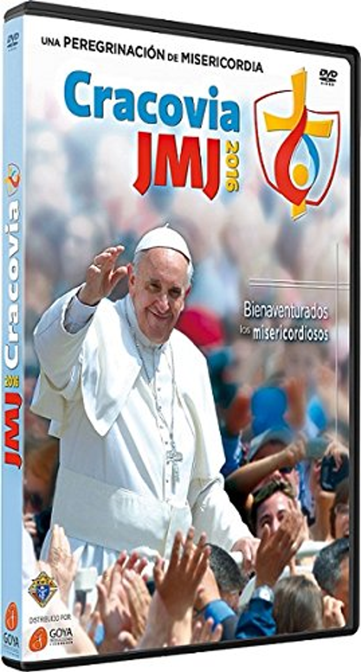 Caja de DVD con una imagen del Papa saludando a una multitud. Texto en español.