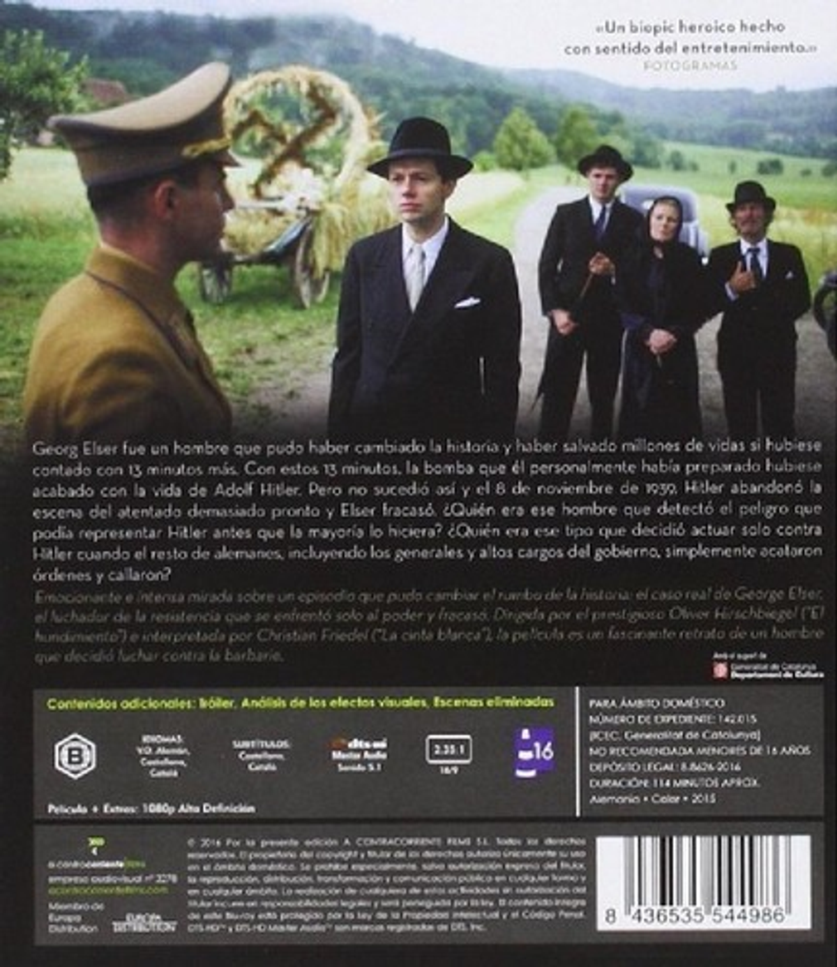 Portada de película, hombres con trajes y sombreros rodean a un hombre, con texto en español en la parte posterior.