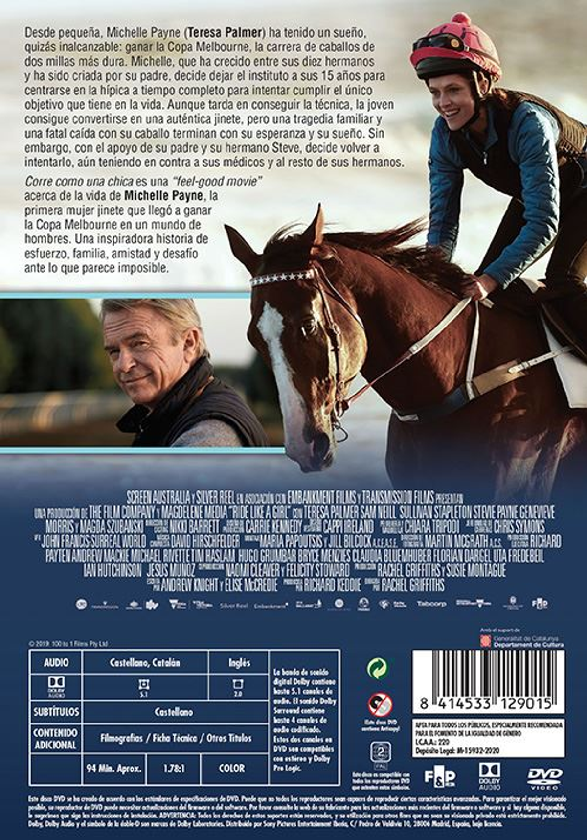 Mujer a caballo, portada de película. Equitación.