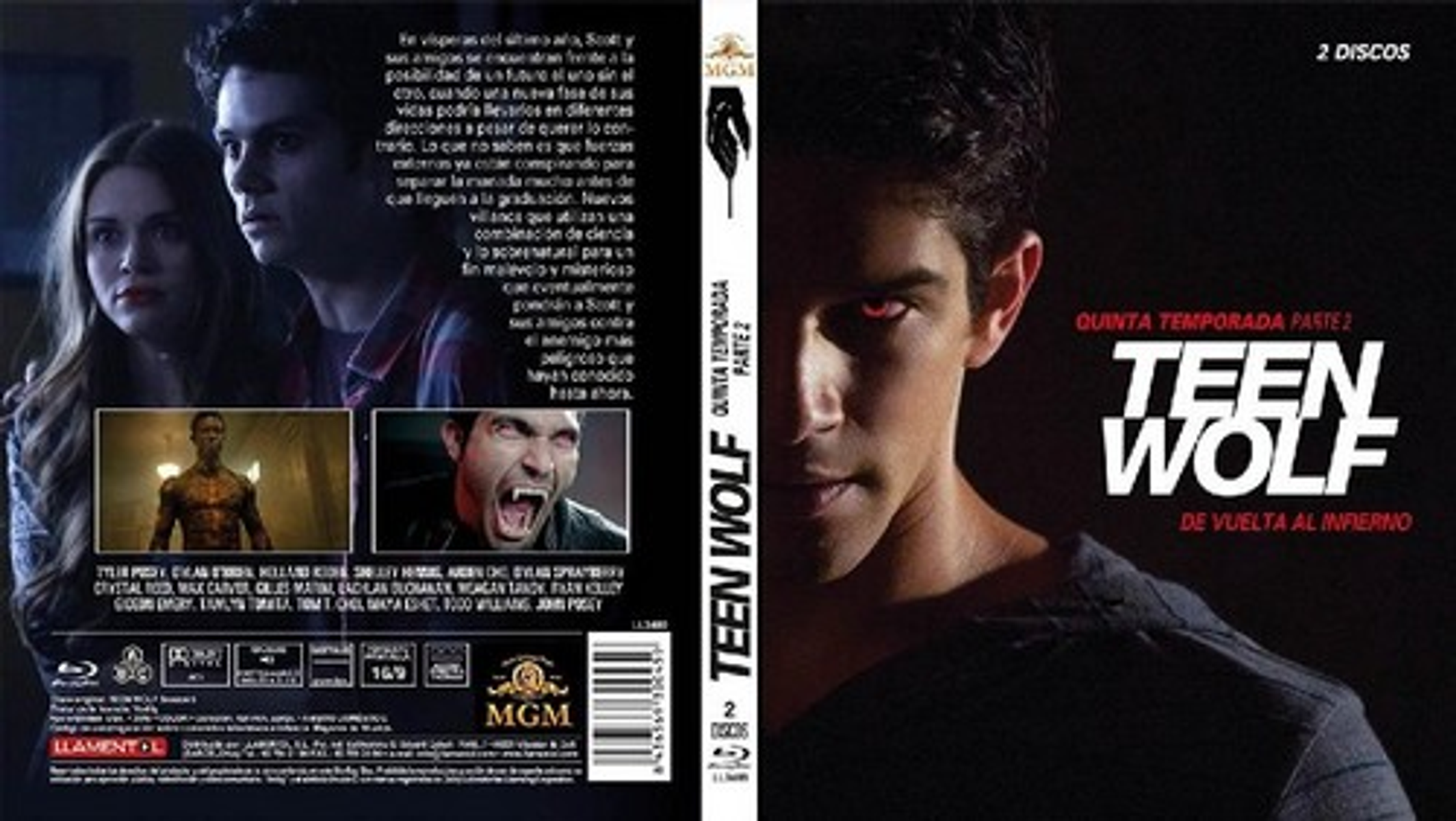Portada de la película Teen Wolf. Un hombre con ojos rojos, el título y otras imágenes se muestran.