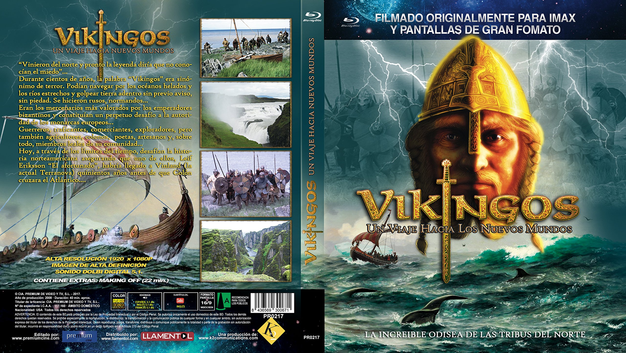 Portada de la película: Vikingos. Un vikingo con una espada. Estuche Blu-ray.
