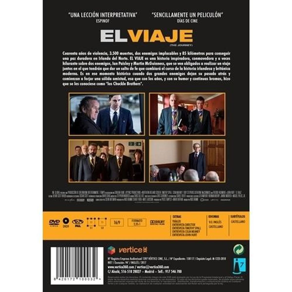 Portada del DVD The Journey. Varios hombres con trajes están de pie frente a un edificio. Texto en la parte superior.