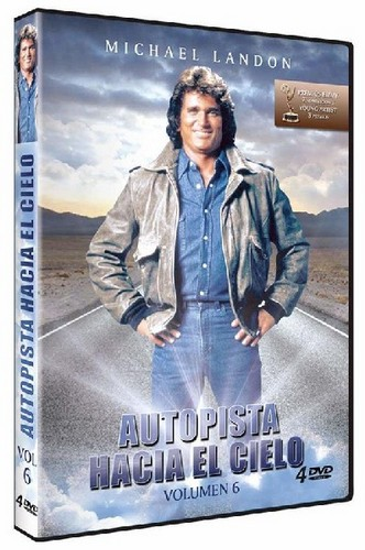 Portada del DVD Autopista hacia el cielo. Michael Landon en la portada. Fondo de montañas.