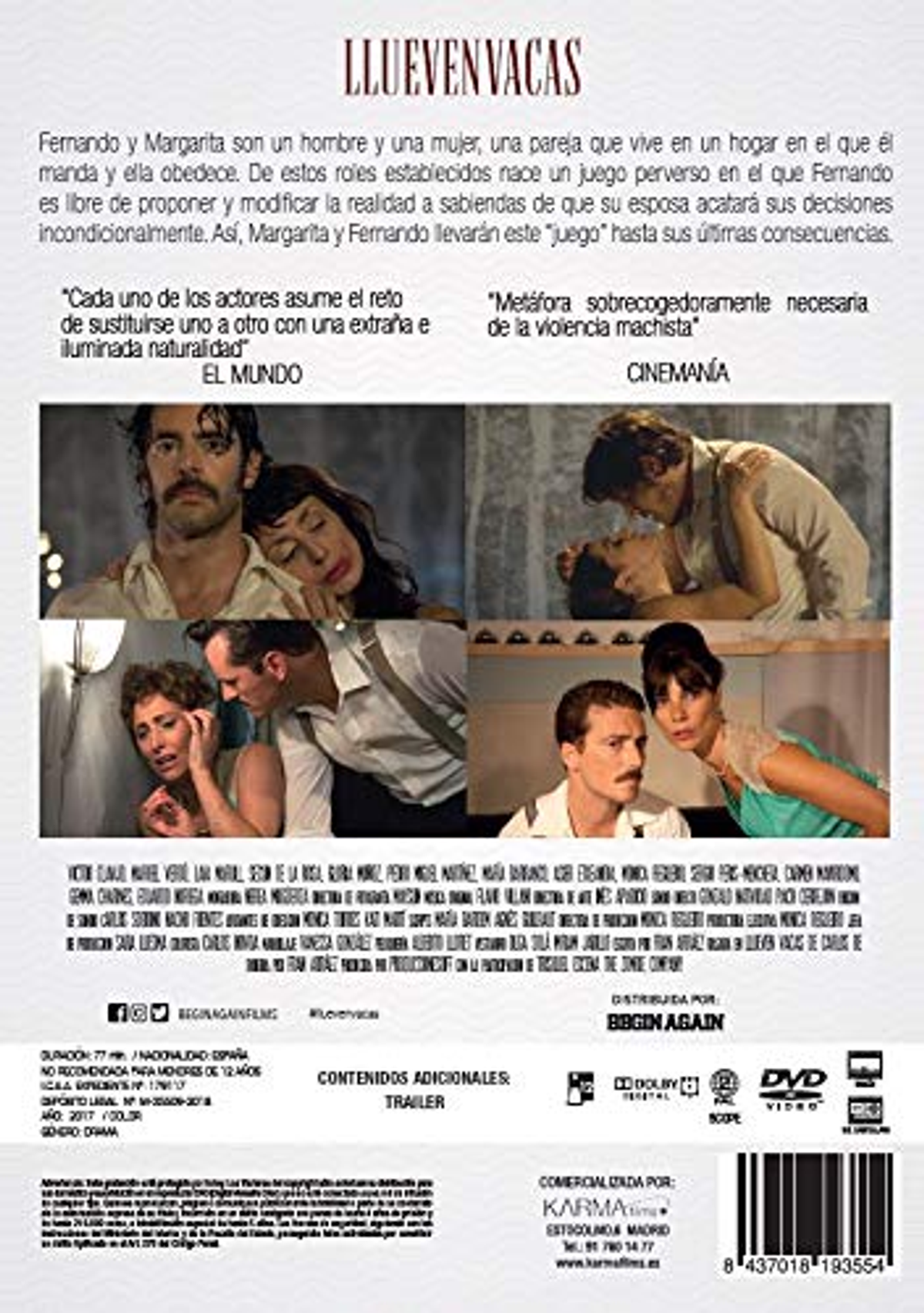 Cartel de la película Lluven Vacas. Se presentan dos parejas, un hombre y una mujer.