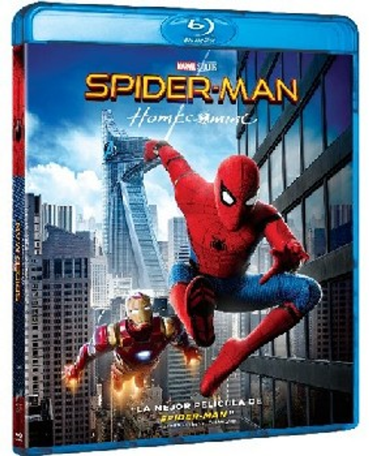 Portada de la película: Spider-Man en acción. Título: Spider-Man Homecoming.