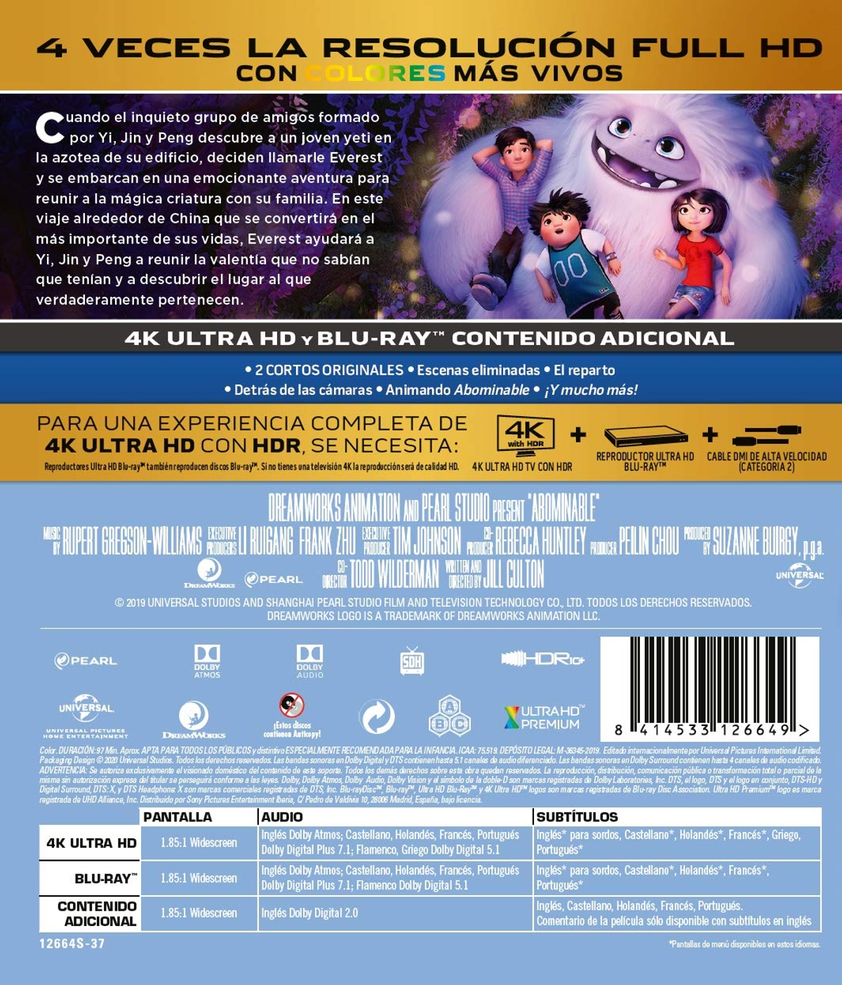 Portada de DVD de película. Personajes animados y entorno nevado.
