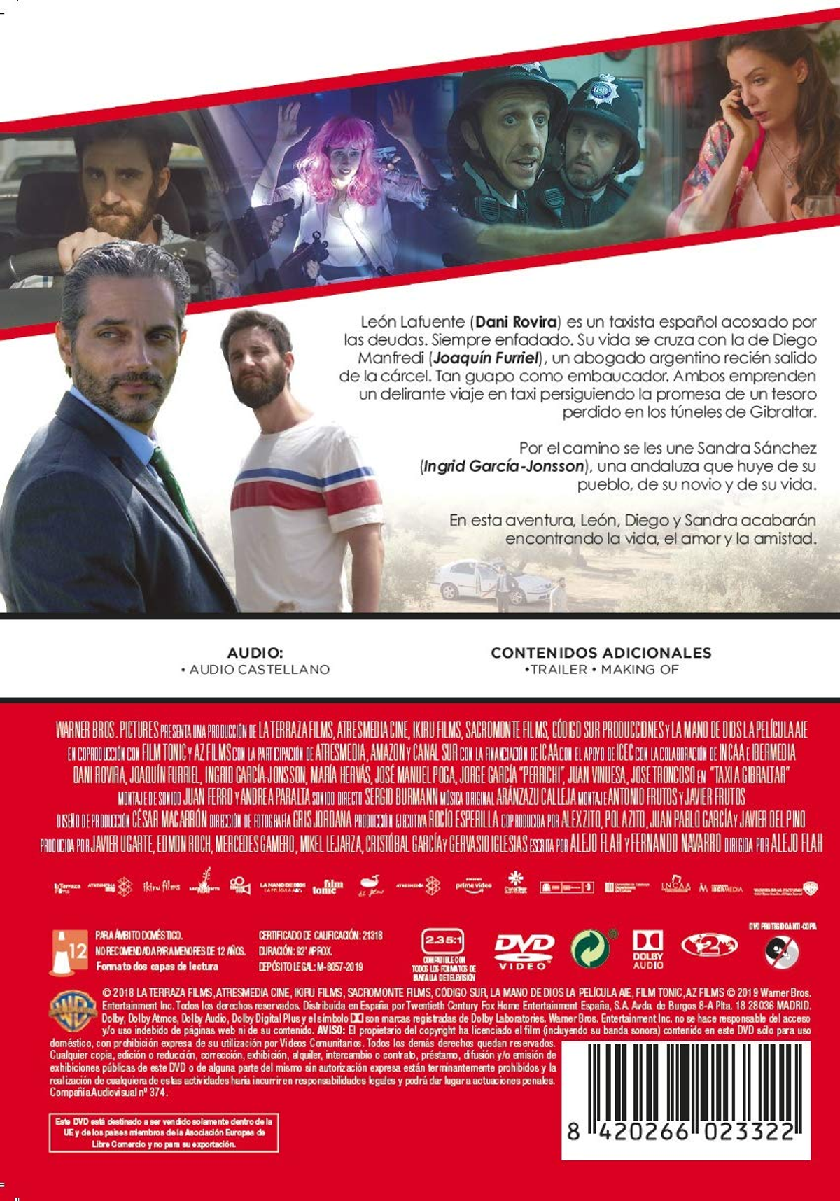 Contraportada de DVD con texto e imágenes.