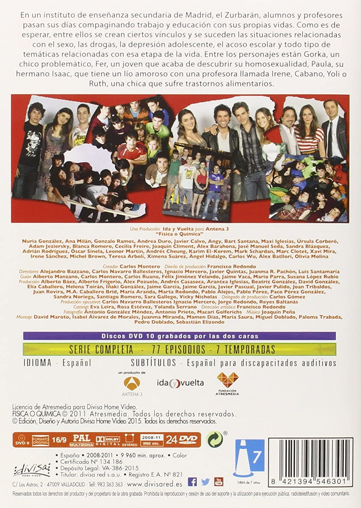 Portada de DVD de "Física o Química: La Serie Completa" con una foto grupal del elenco.