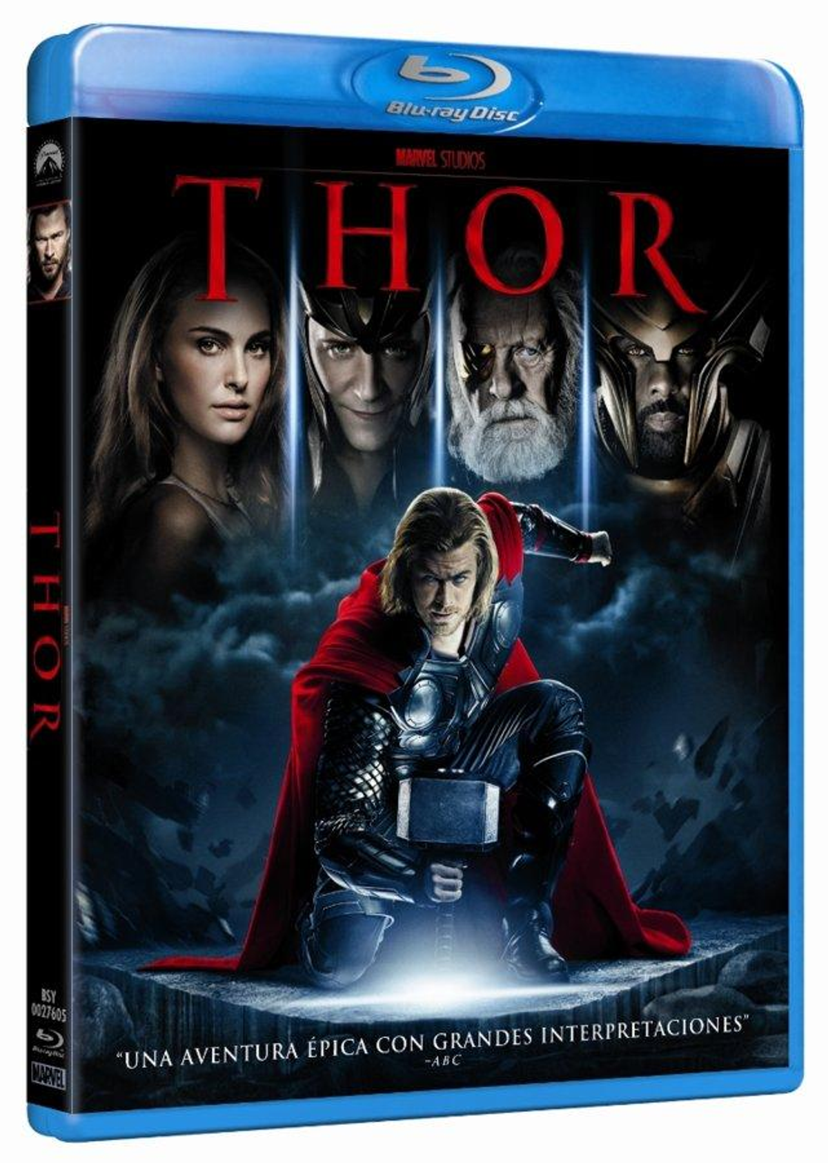 Portada de Blu-ray de la película Thor, Chris Hemsworth, Natalie Portman y otros.
