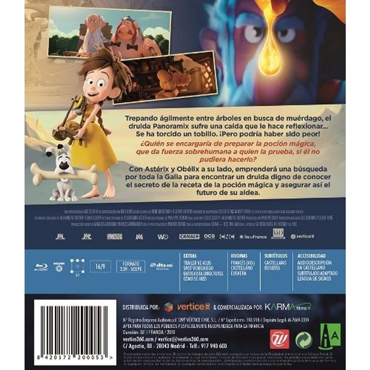 Portada de DVD: Personaje de dibujos animados y un perro corriendo. Texto e imágenes.