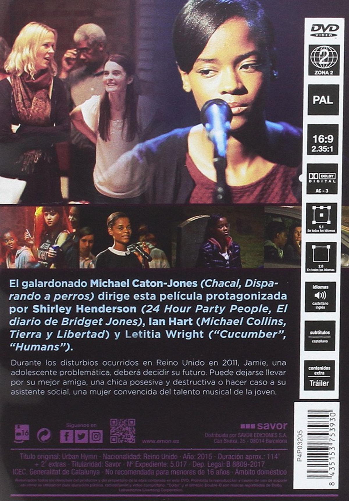 Portada del DVD de Urban Hymn. Presenta a una joven negra cantando en un micrófono.