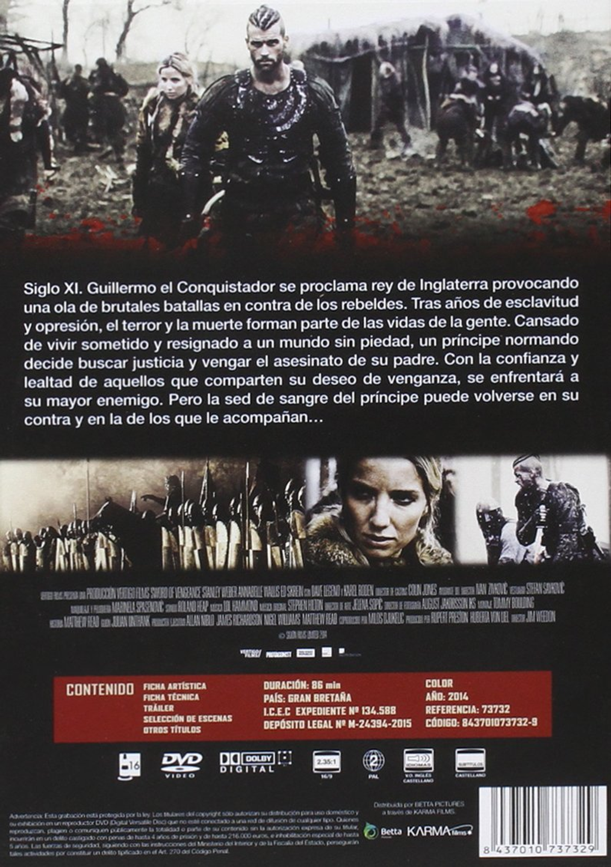 Portada de DVD, un hombre con atuendo vikingo, mujeres y hombres al fondo, texto en la parte superior.