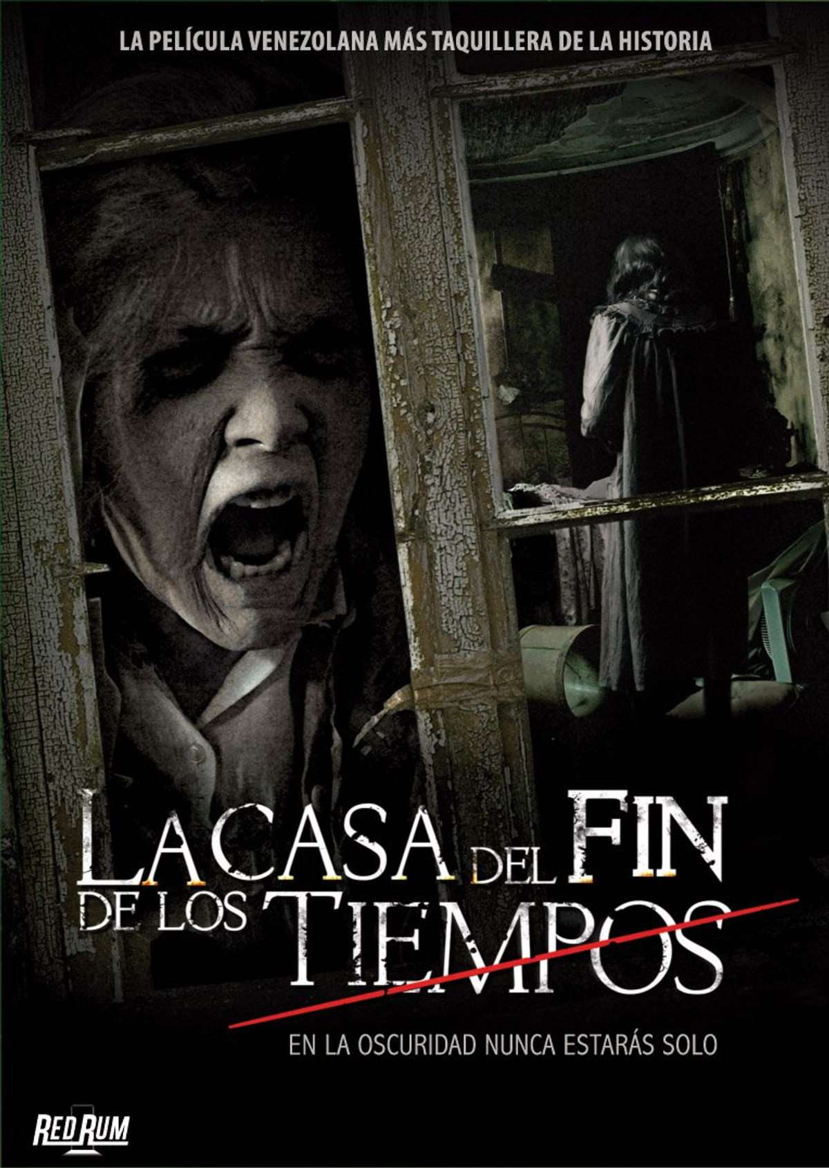Funda de DVD: Una mujer grita detrás de una ventana.