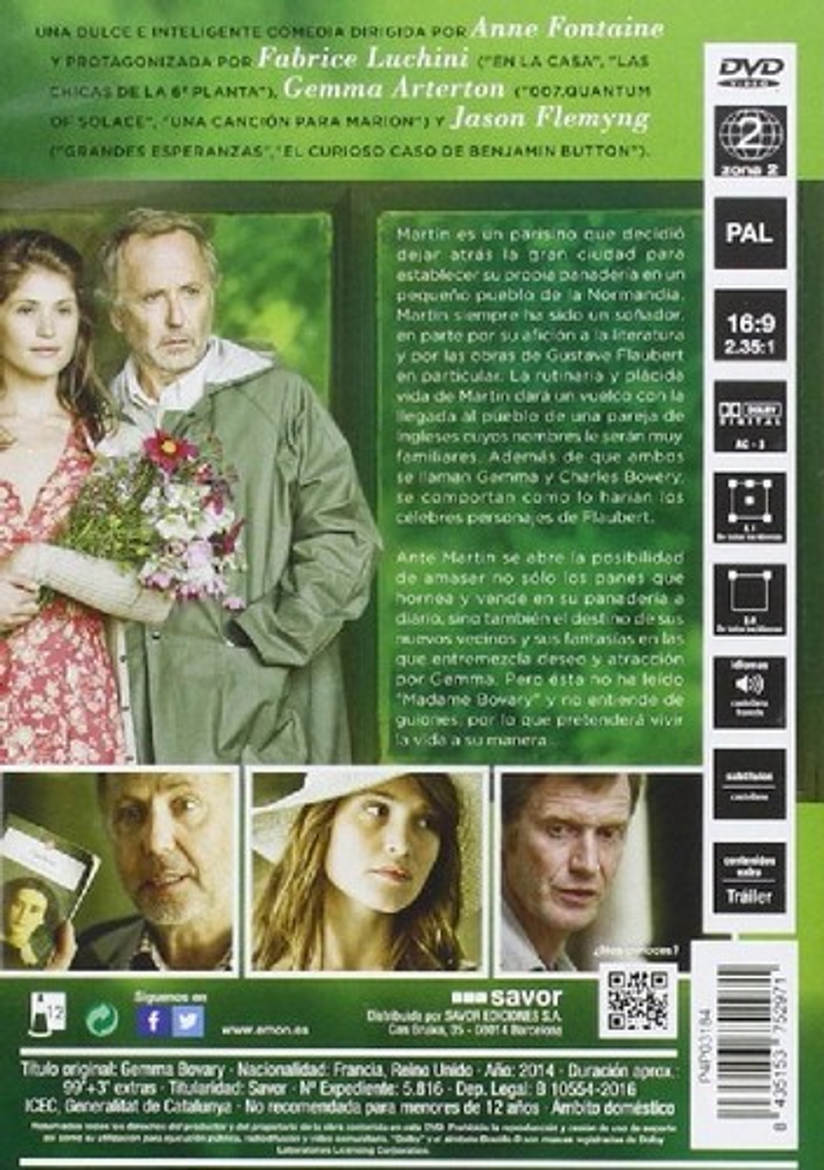 Portada de DVD de película. Dos personas de pie, con texto en francés. Un fondo verde.