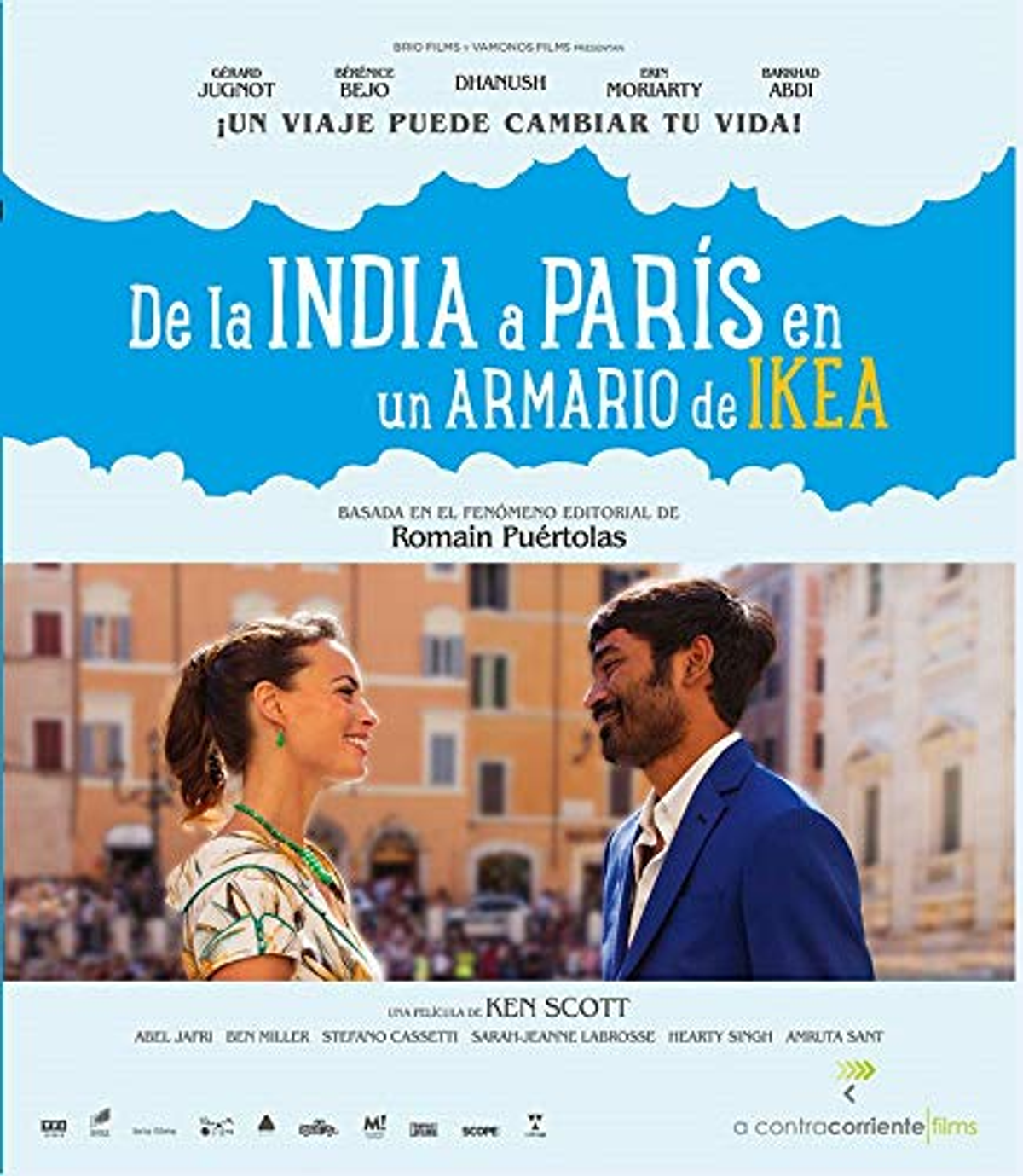 Portada de la película: 'De la India a París en un armario de Ikea', con dos personas.