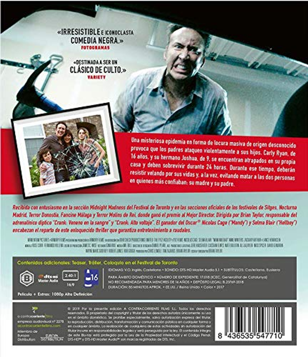 Funda de DVD: The Fanatic. Un hombre con rostro enfadado. El título es Irresistible e iconoclasta comedia negra.