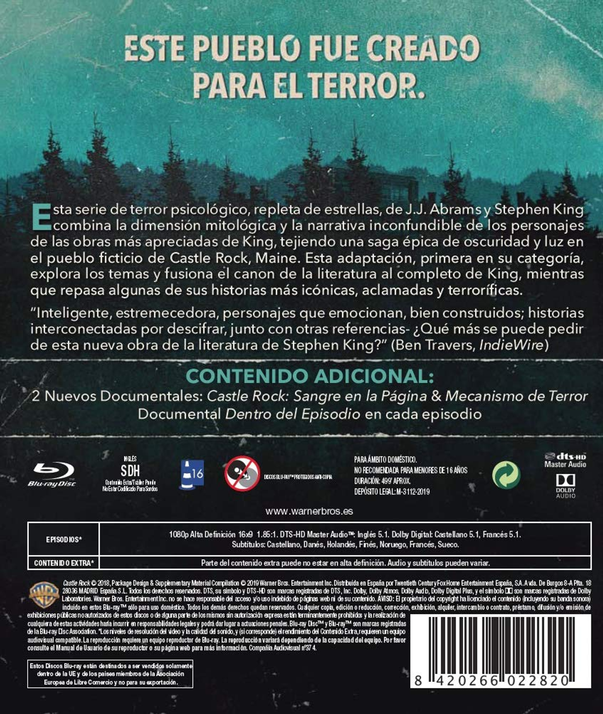 Portada de Blu-ray con texto. El texto incluye contenido sobre la película y una llamada a 4K UHD.
