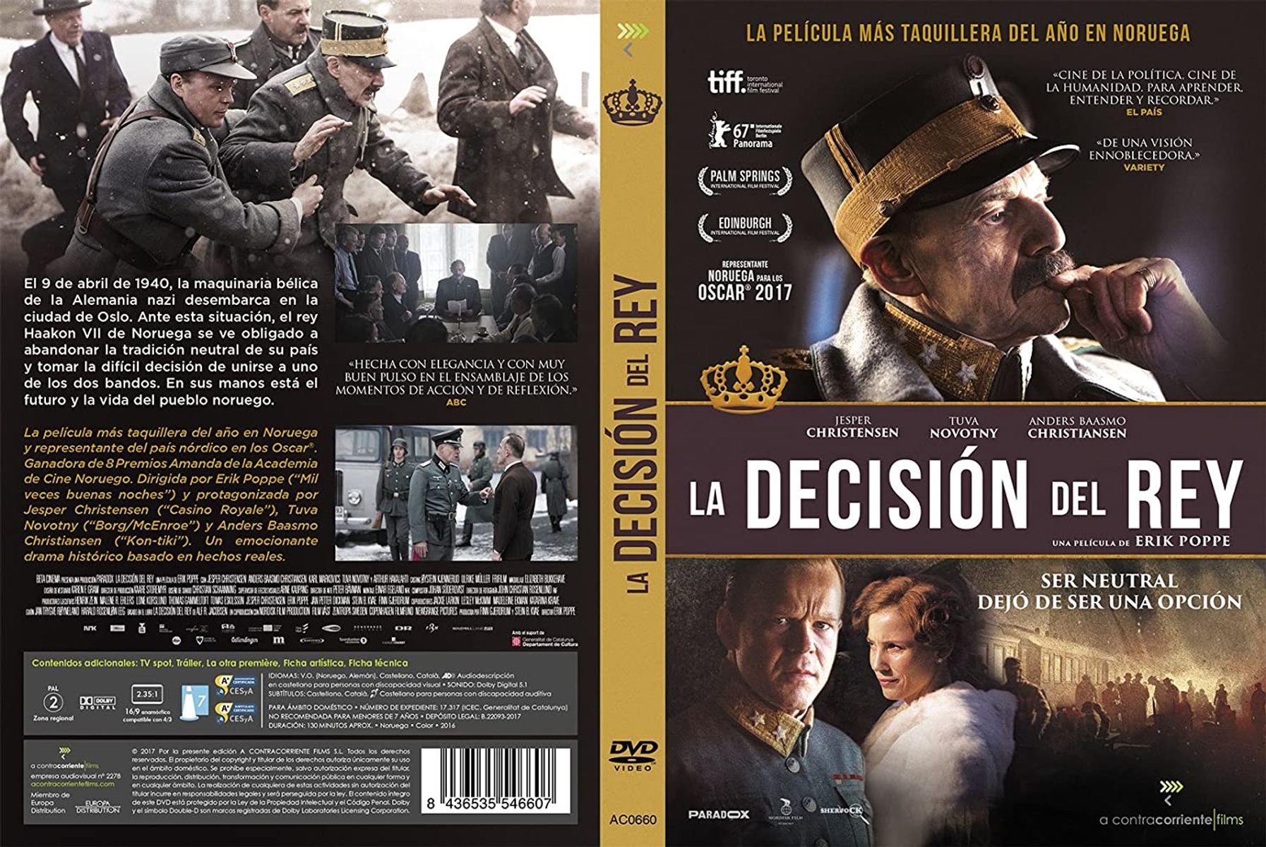Portada de película: Soldados, rey al frente, título 'La Decisión del Rey'.