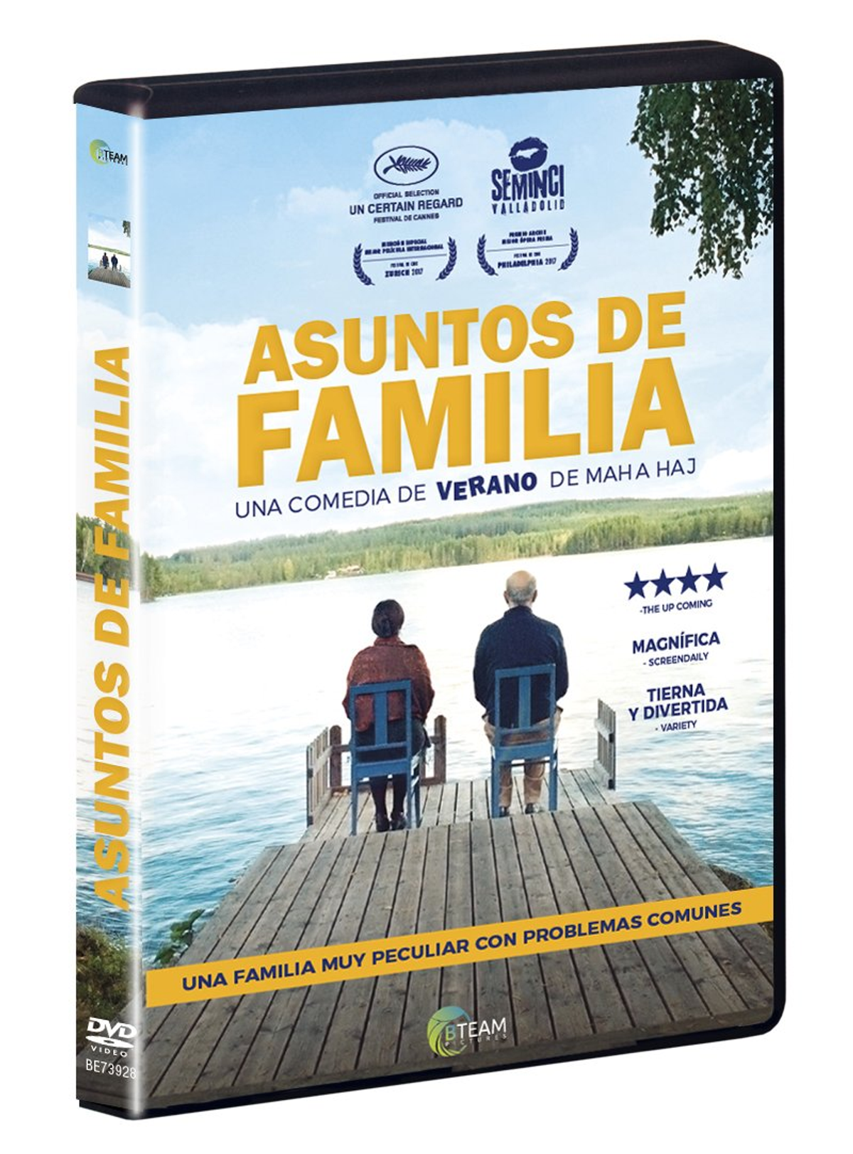 Funda de DVD con una escena de lago. Una pareja mayor está sentada en un muelle. El texto está encima de ellos.
