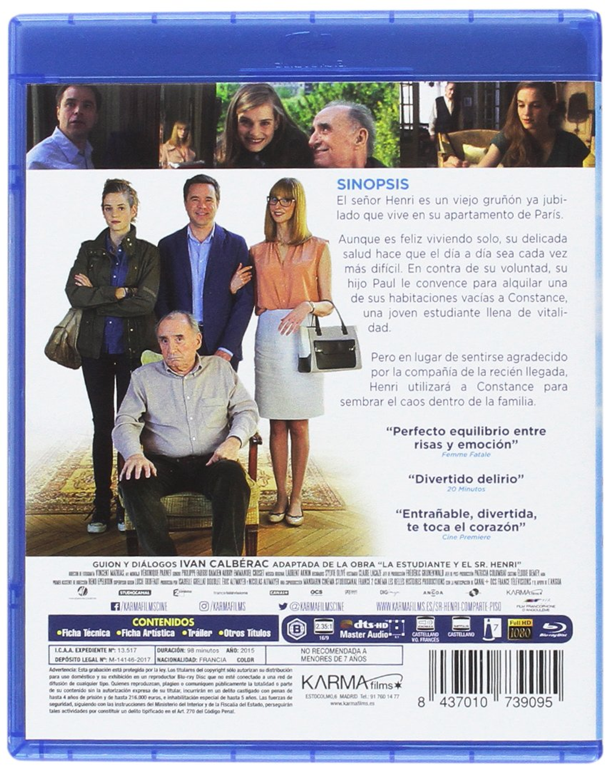 Parte trasera de una caja de DVD. Muestra un grupo de personas. El título está en español.