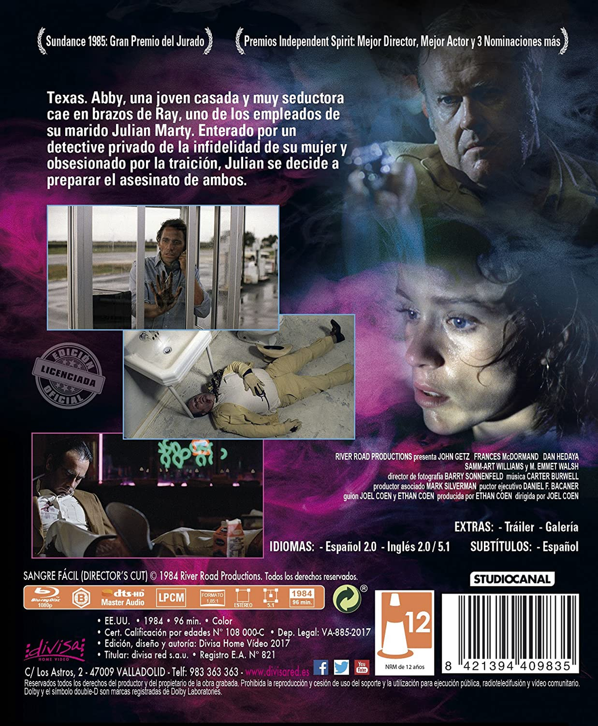 Contraportada de Blu-ray con una escena de la película, con texto en español e inglés.