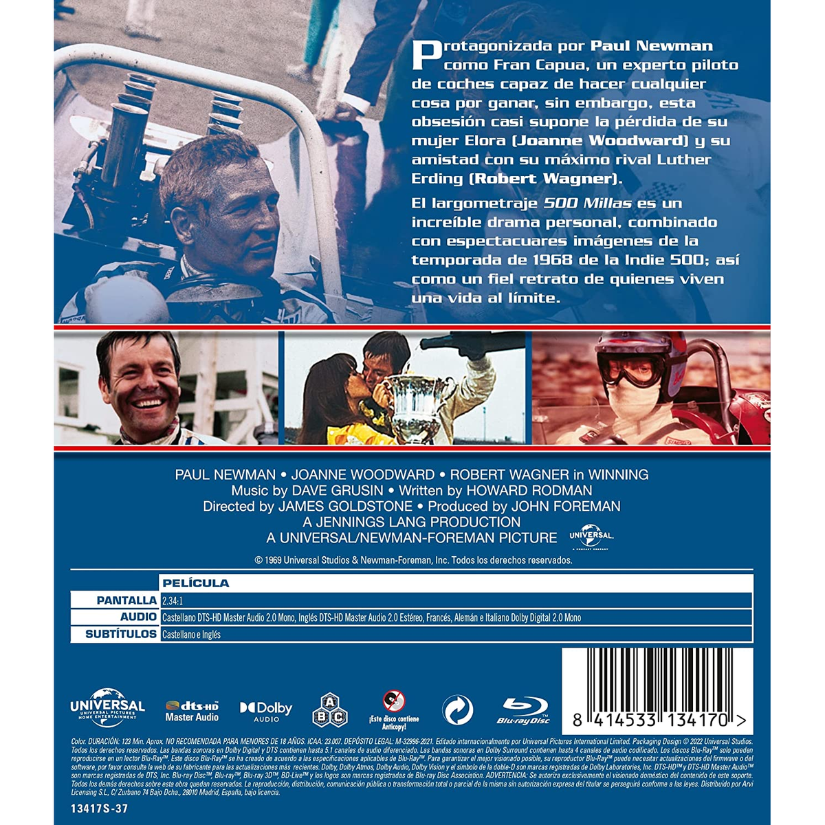Parte trasera de una caja de DVD con imágenes de personas, texto en español y fotogramas.