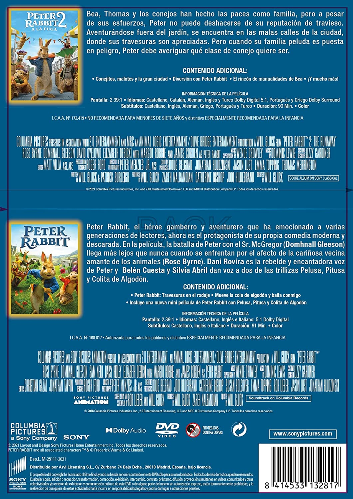 Portada de DVD de la película Peter Rabbit 2.
