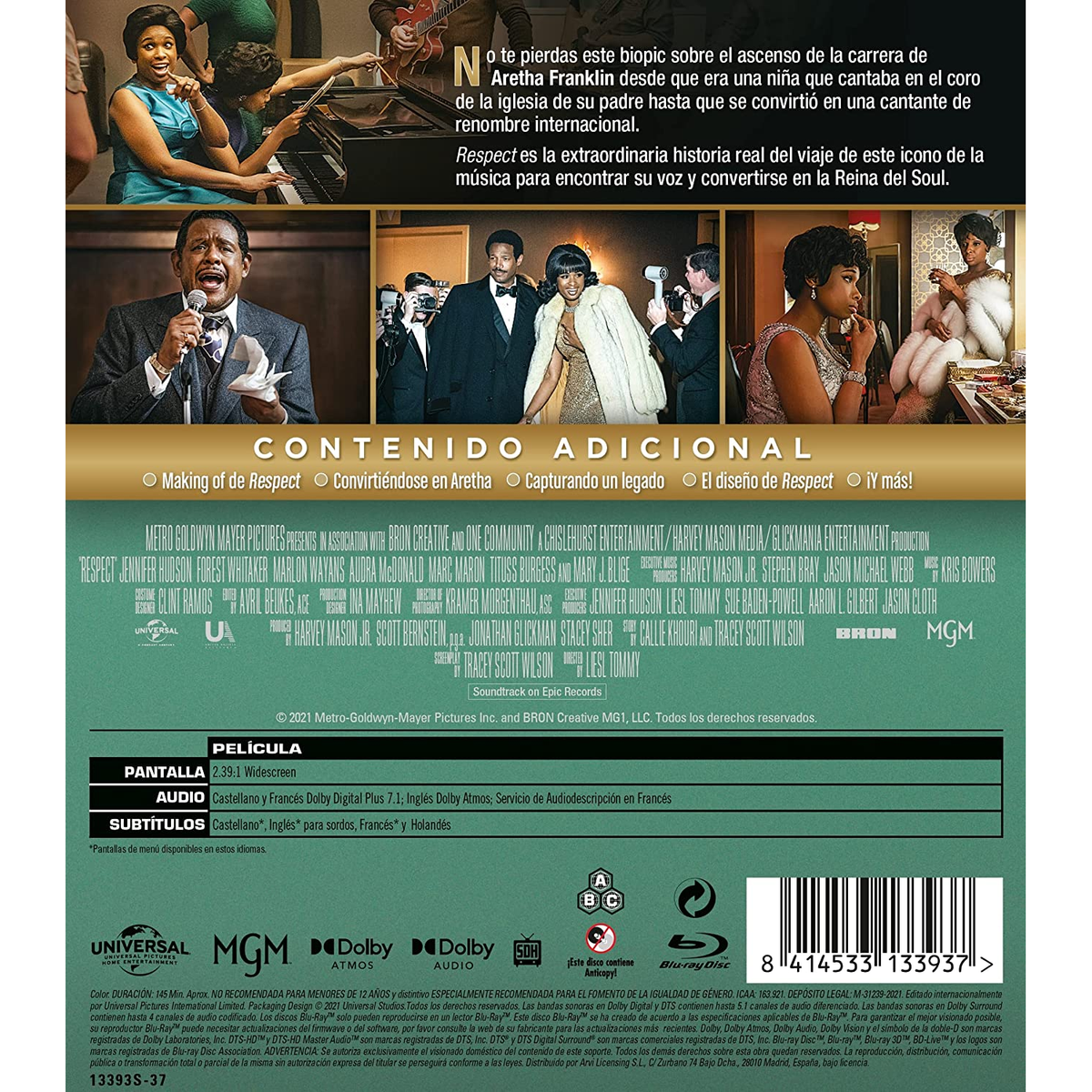 Portada del DVD de Respect. Una mujer cantando, otras personas en el fondo. Título: Respect.