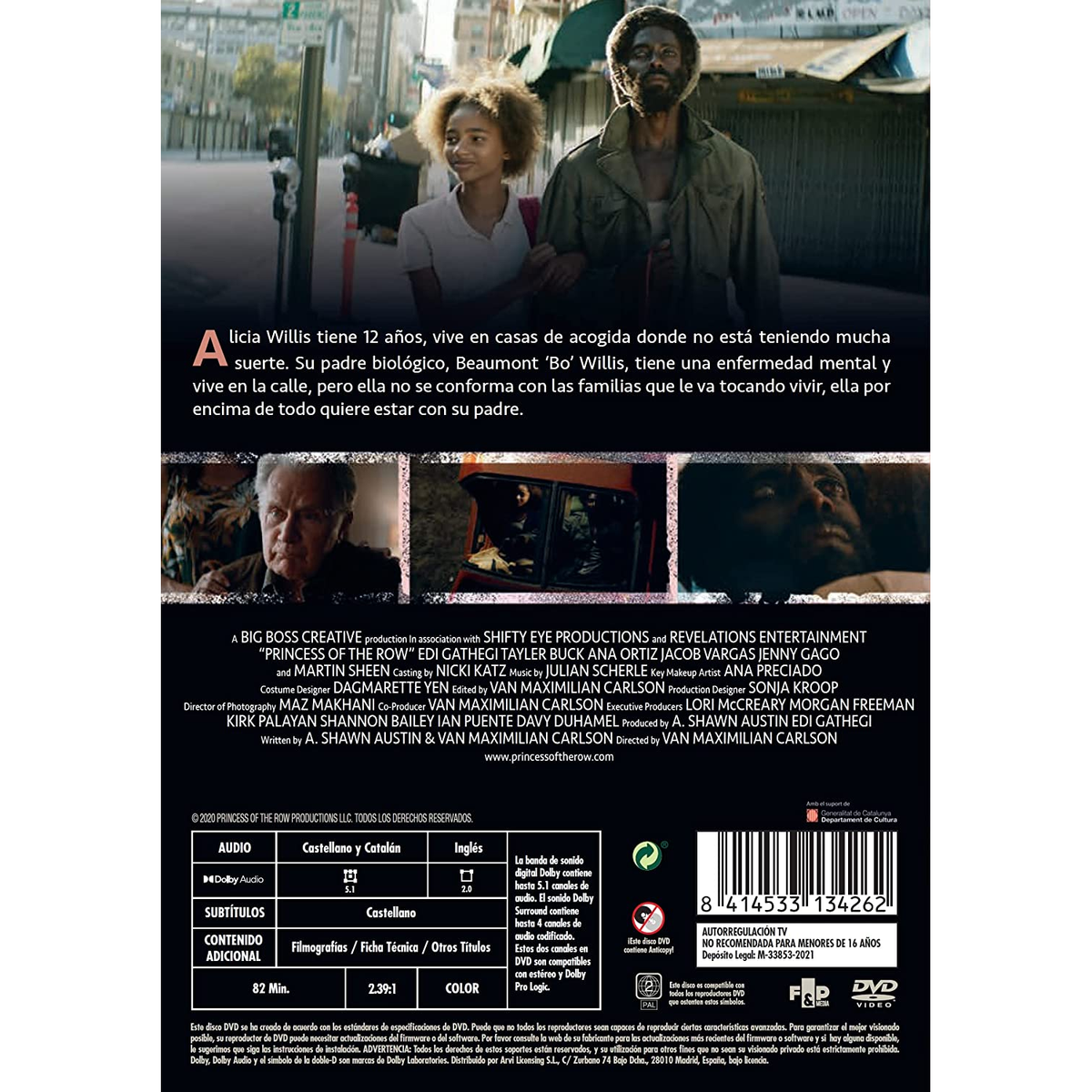 Contraportada de DVD. Personas y texto en español.