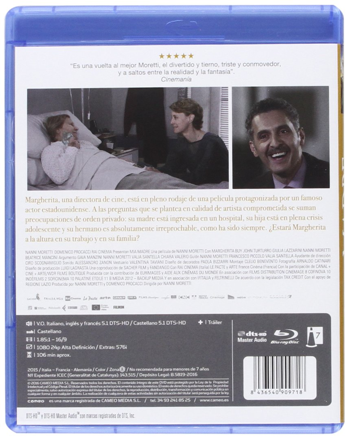 Portada de película con una mujer en una cama de hospital. Título: Margherita.