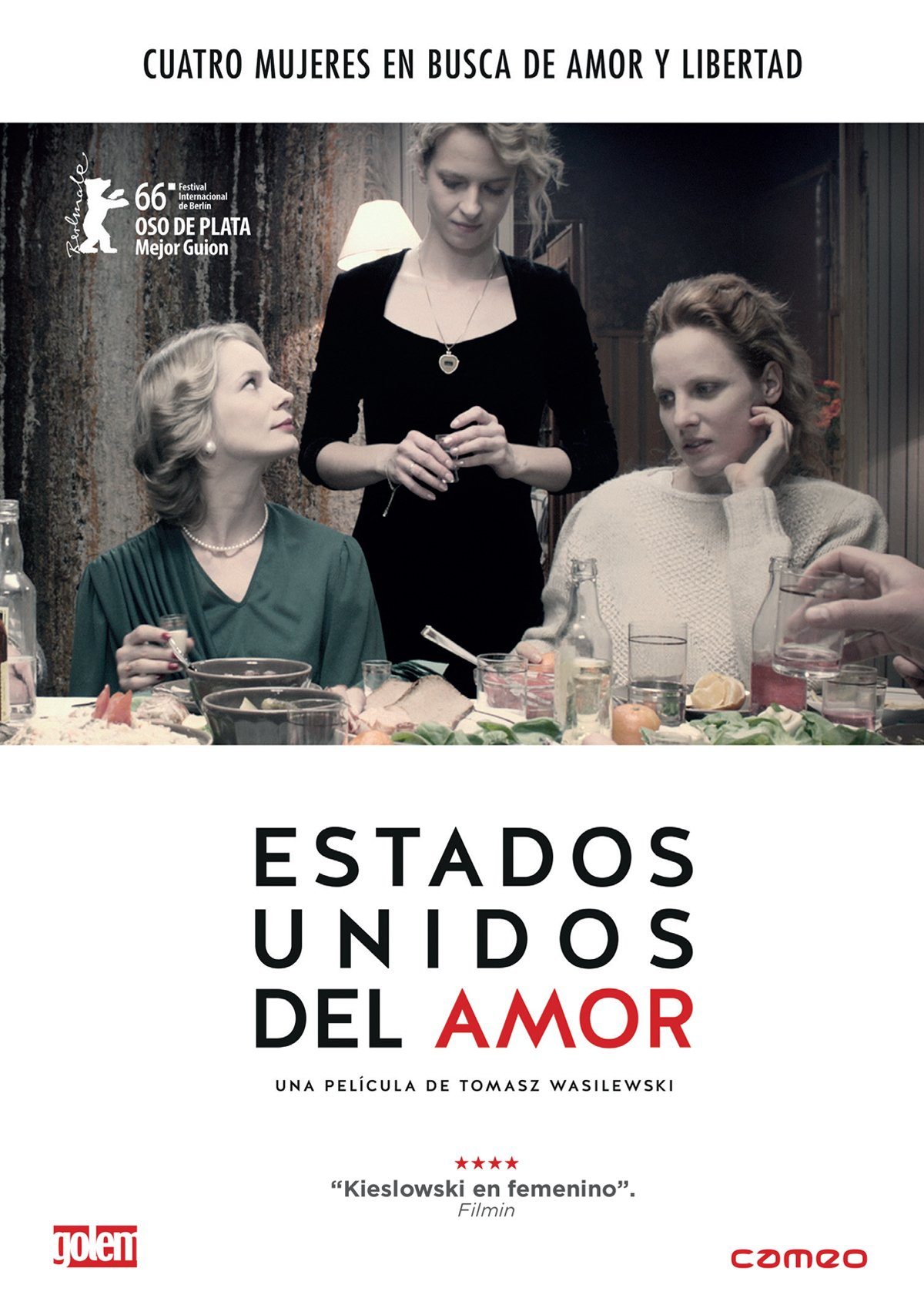 Portada DVD con cuatro mujeres, título 'Estados Unidos del Amor', con texto.