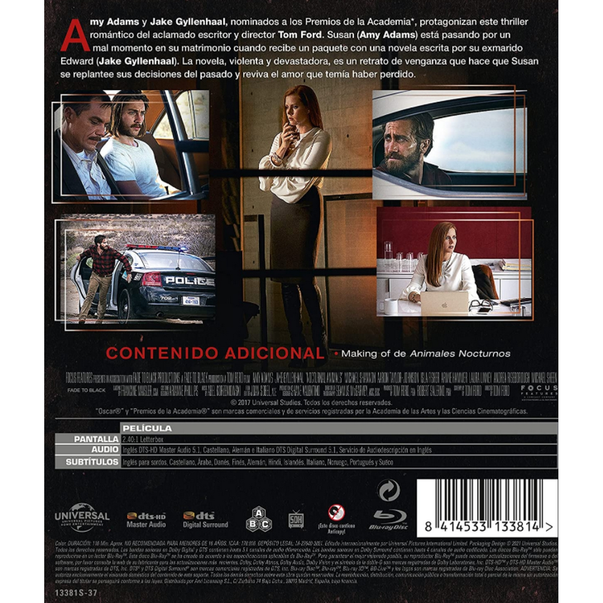 Portada de película con personas, incluida una mujer, y texto. Blu-ray con texto en español.