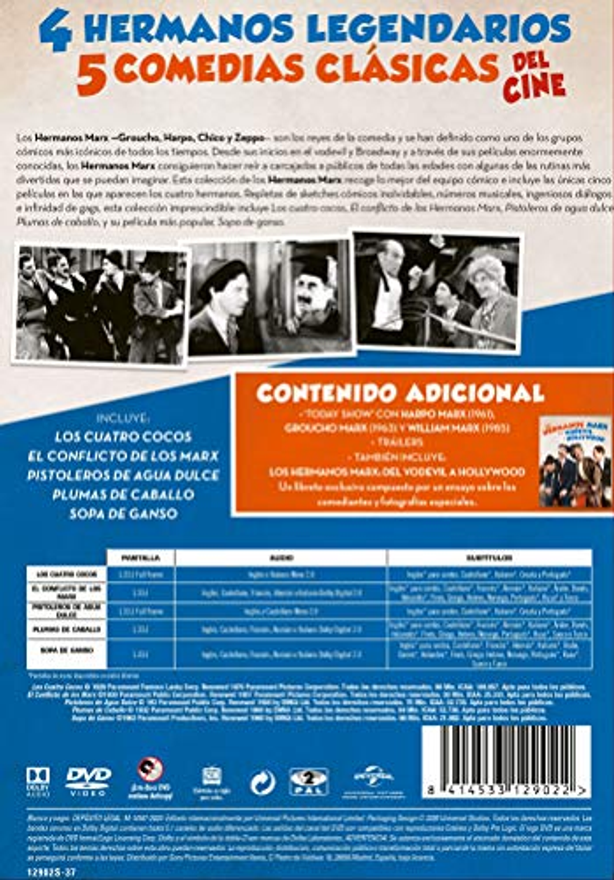 Portada de DVD de '4 Hermanos Legendarios, 5 Comedias Clásicas'.