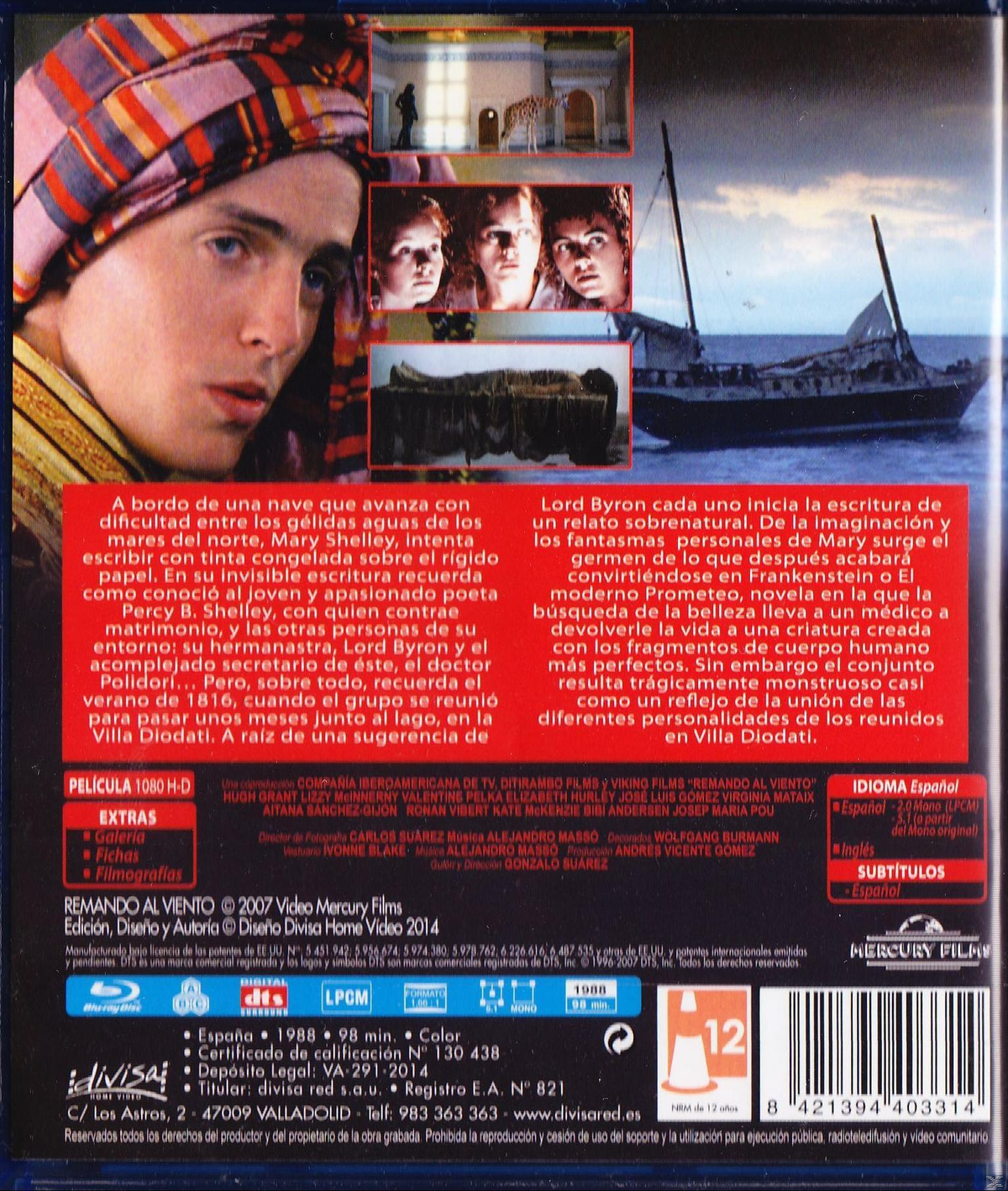 Portada de DVD. Hombre con turbante, barco en el agua, texto en español.