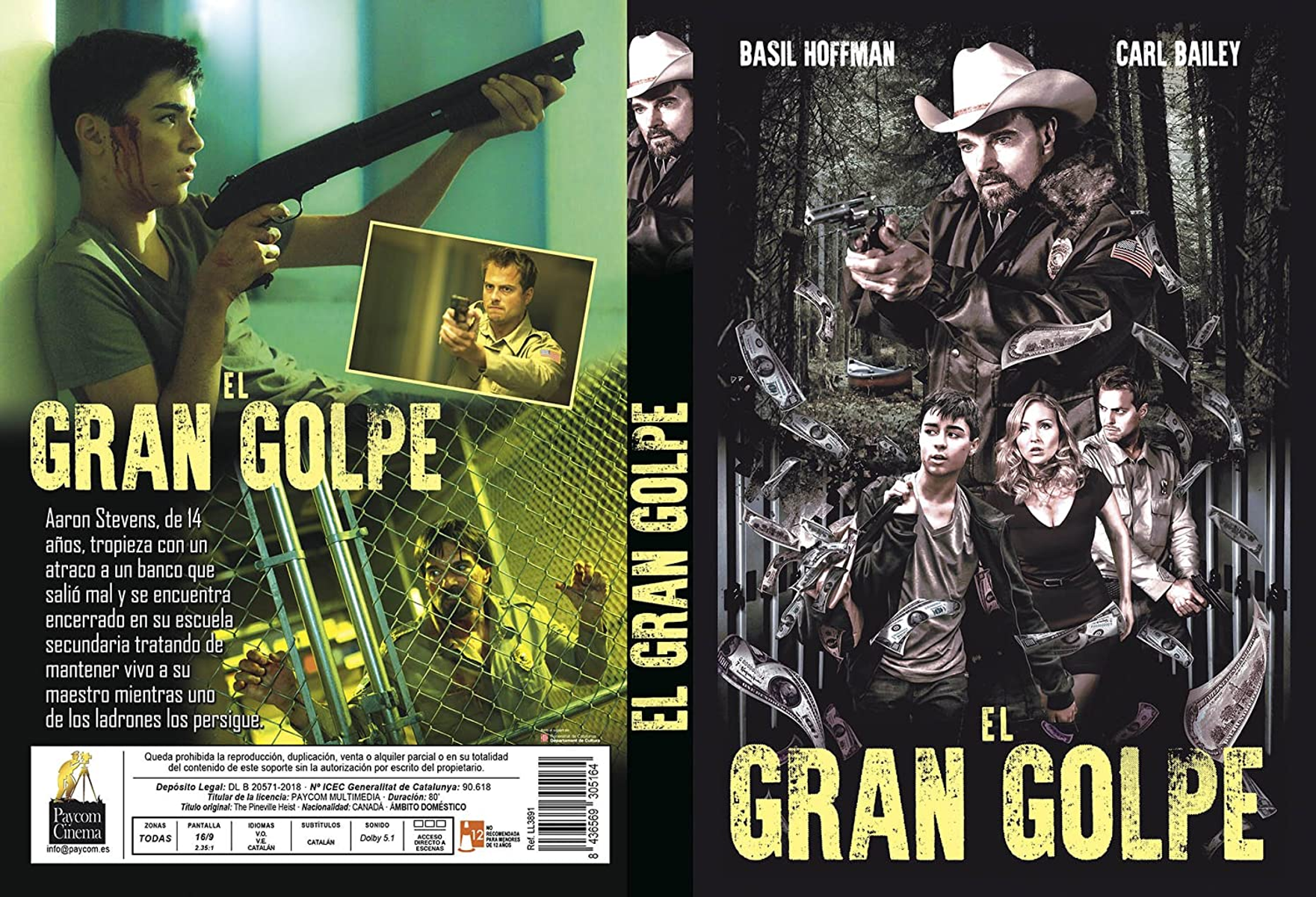 Portada de DVD. Película titulada: 'EL GRAN GOLPE'. Dos escenas con actores sosteniendo armas.