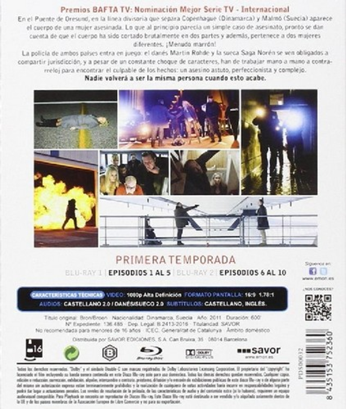 Funda de DVD, una mujer está tumbada en una carretera. Una explosión de coche a la izquierda. Título arriba.