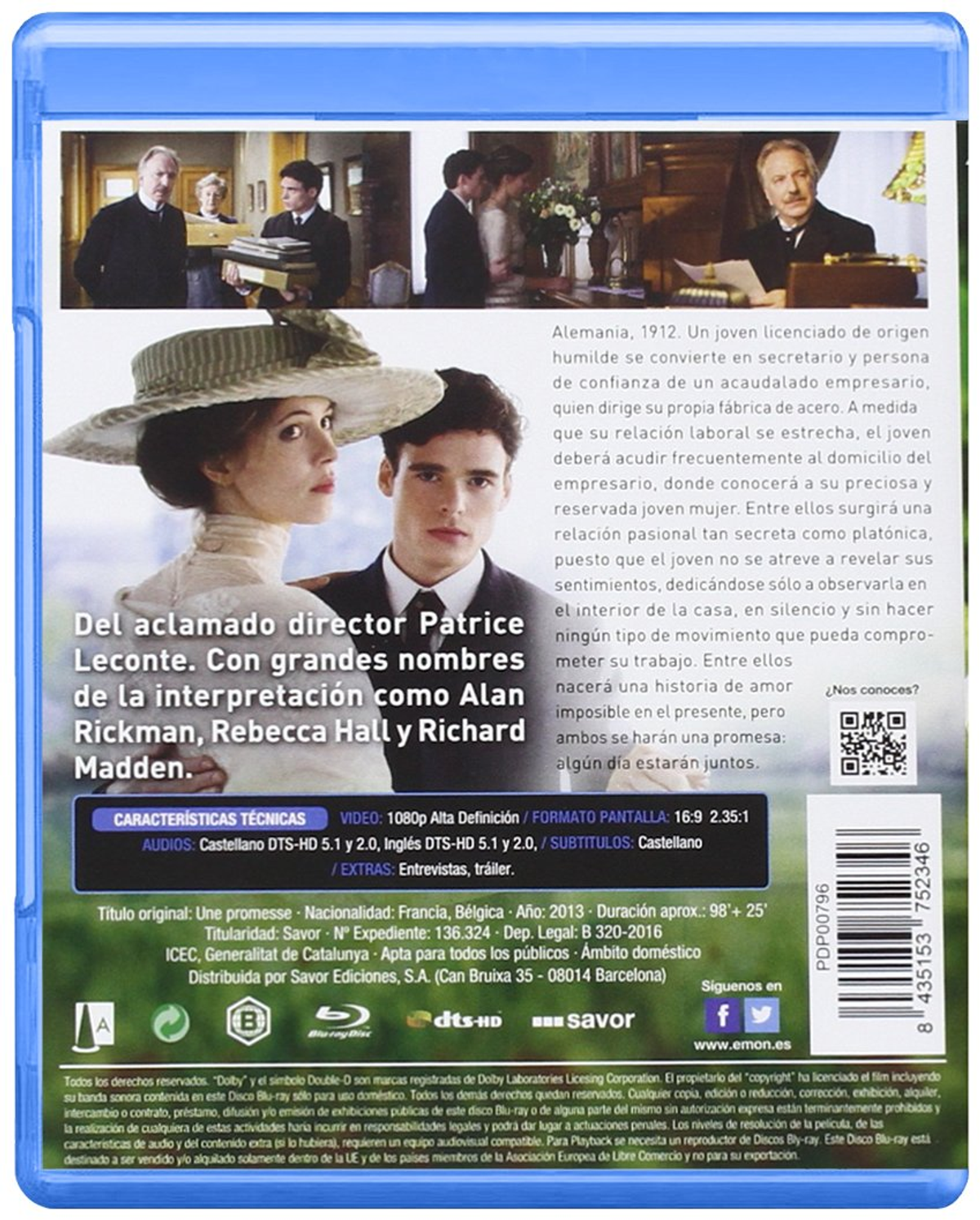 Contraportada del DVD. Un hombre y una mujer, texto en francés. Edificios y personas en el fondo.