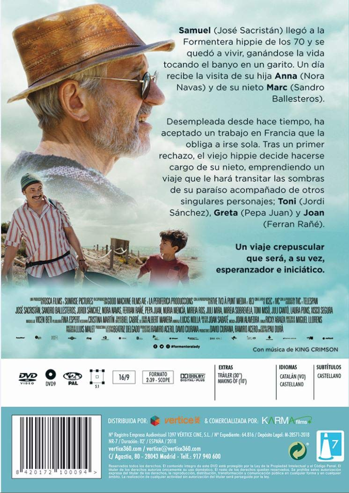 Funda de DVD con un hombre con sombrero, sonriendo. Un niño pequeño está a su lado. El texto está a su alrededor.