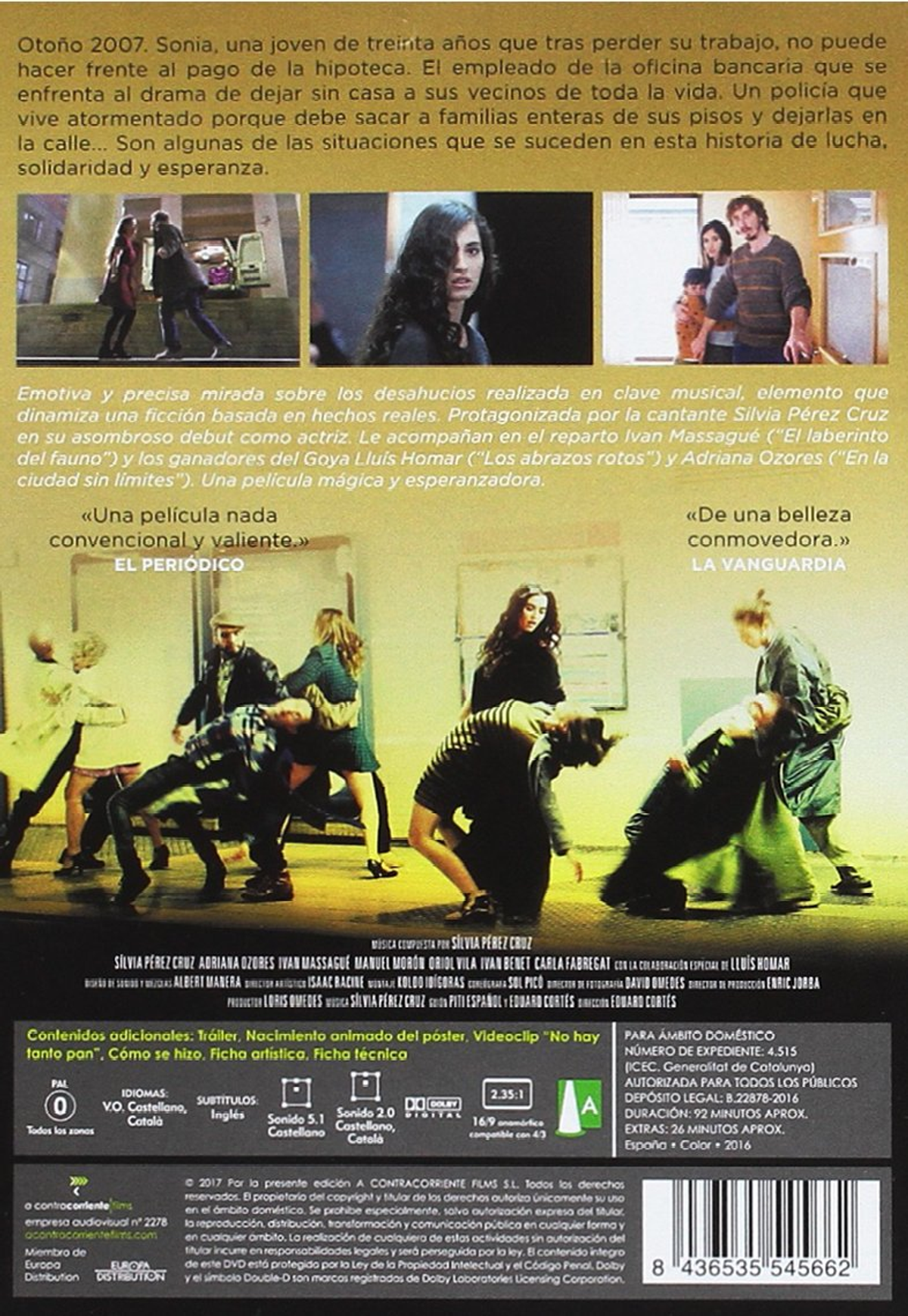 Portada de DVD con gente bailando y una mujer mirando a la cámara. Texto en español.