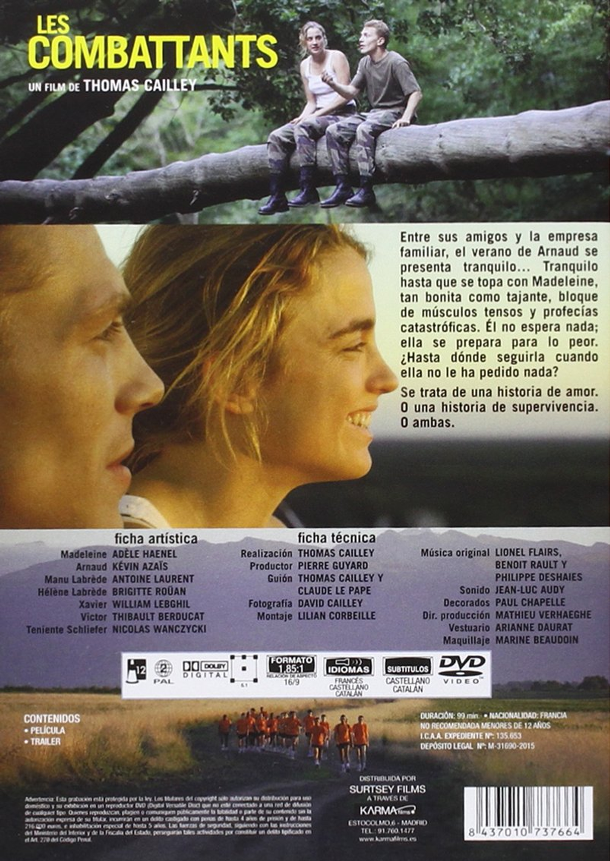 Cartel de la película con dos personas en un árbol. El título de la película es Les Combattants.
