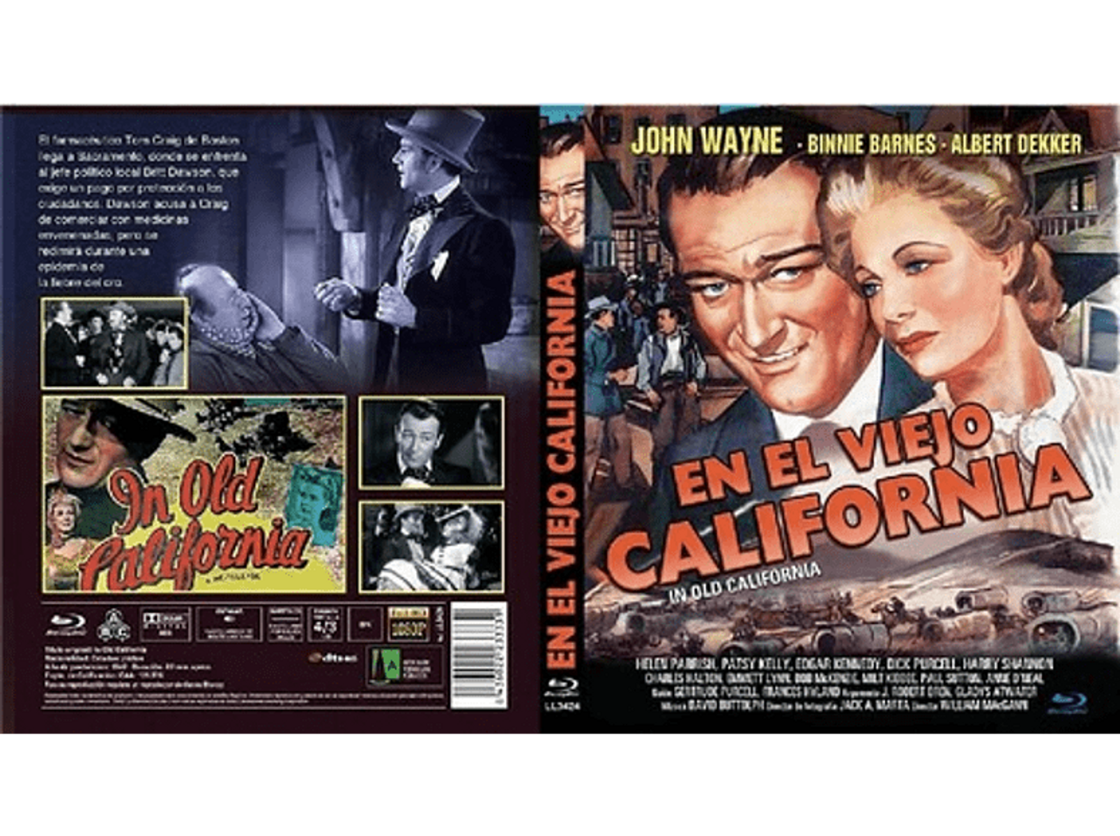 Portada de DVD de 'En el Viejo California', con John Wayne y una mujer.