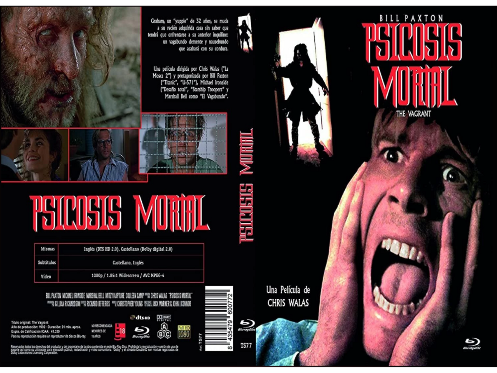 Portada de Blu-ray de Moral Psychosis. Un hombre grita de terror, con el título en rojo.