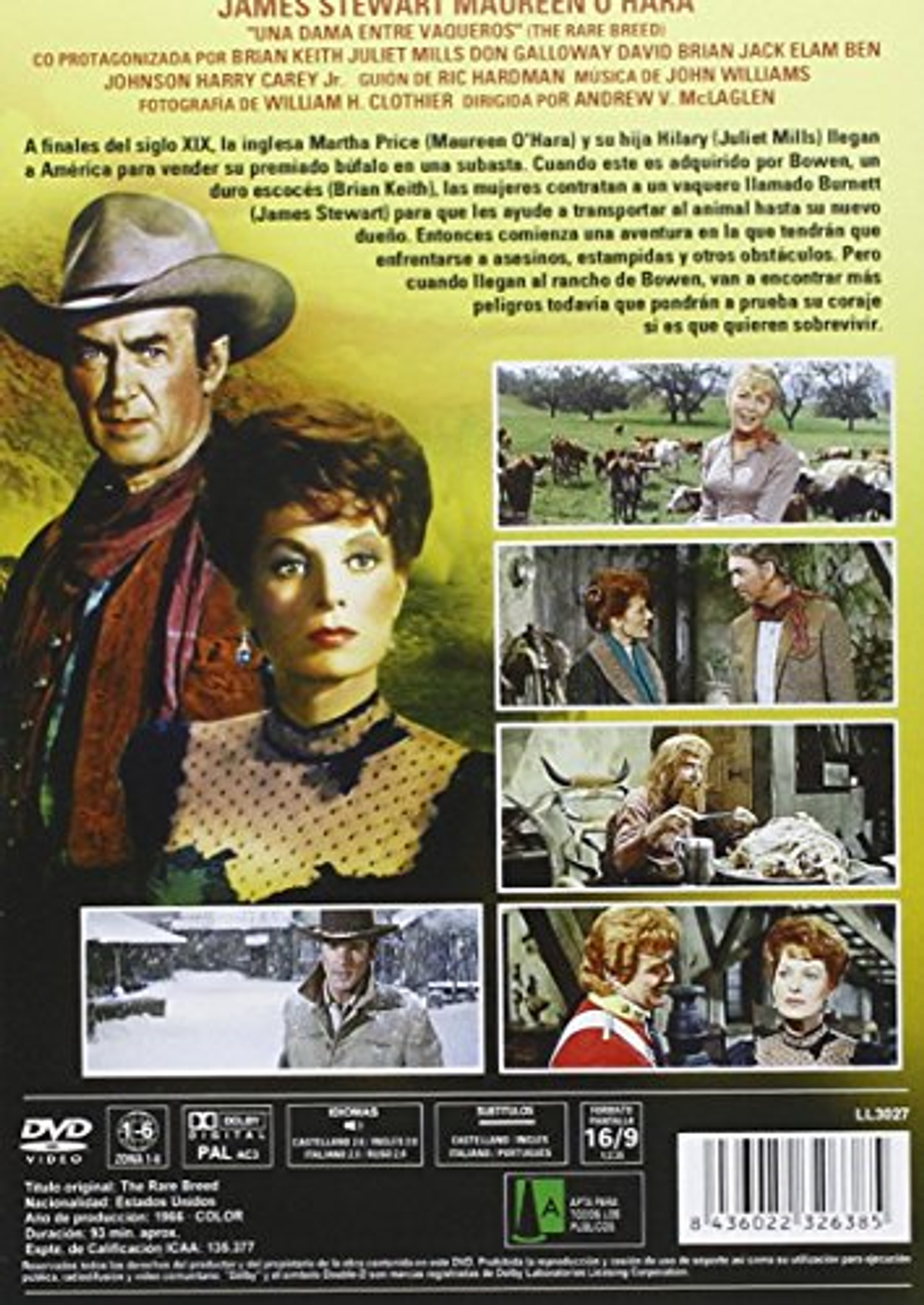 Portada de la película: Dos personas vestidas de vaqueros, con algunas imágenes de fondo.