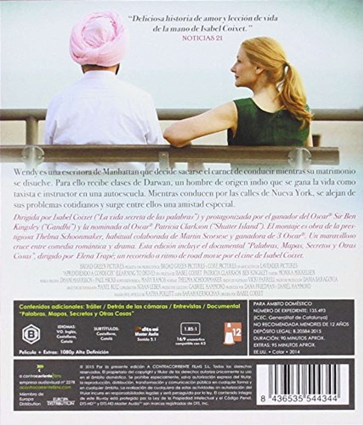 Las Palabras, contraportada del DVD: Pareja en un muelle, título y texto de la película.