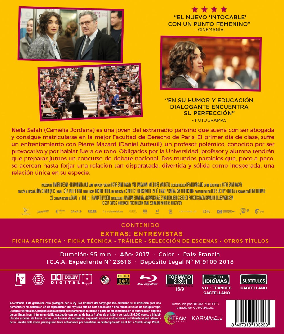 Una portada de DVD muestra a una mujer en un aula. Hay texto en francés y un logotipo que indica un formato digital.