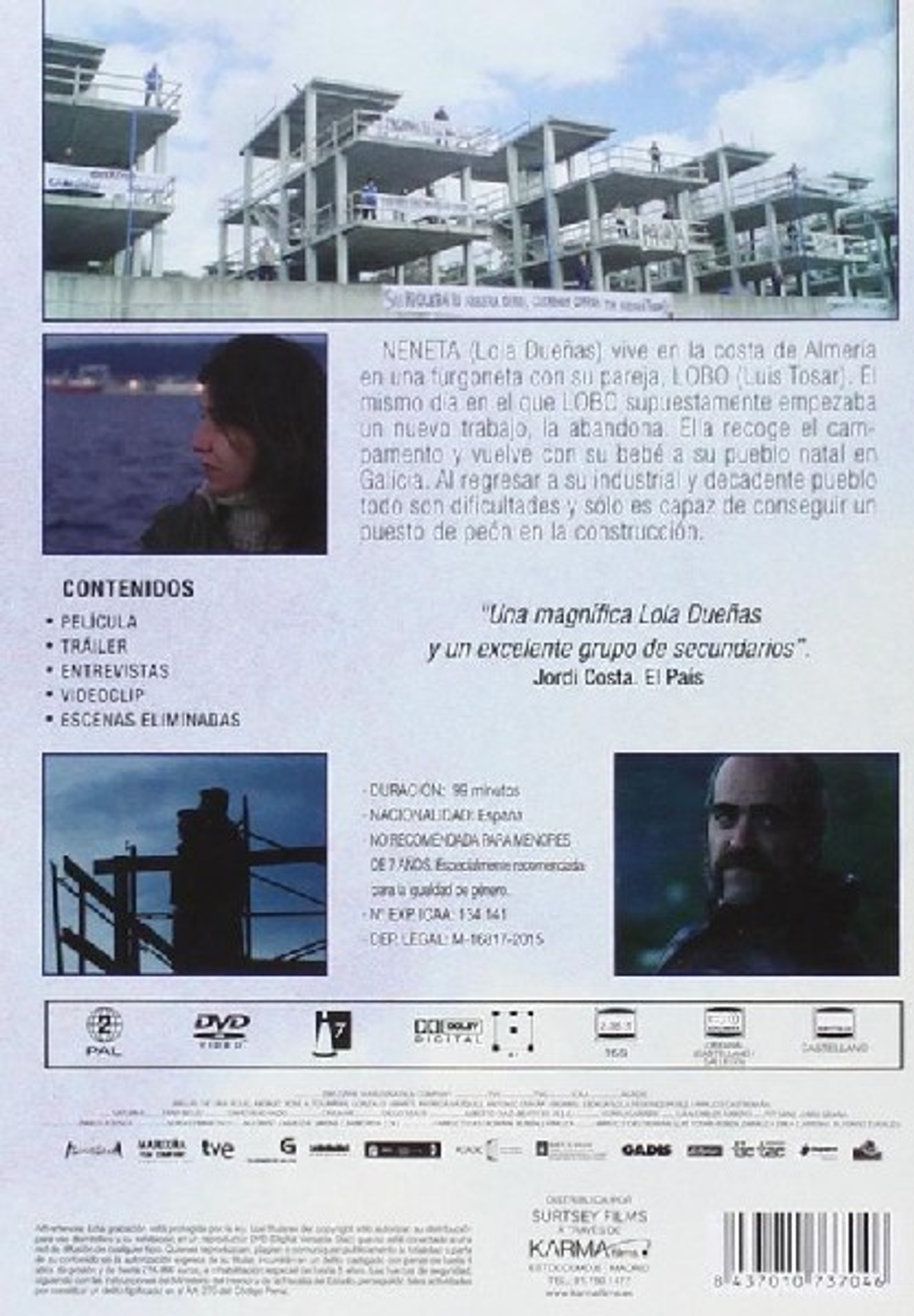 Funda de DVD: mujer y hombre mirando una obra. Texto sobre una mujer y un hombre.